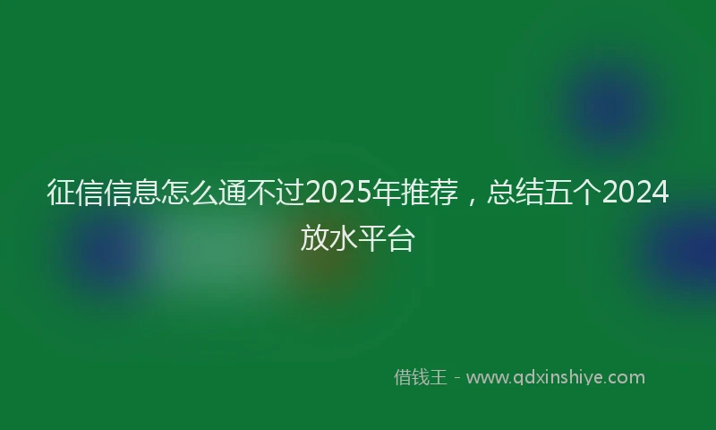 征信信息怎么通不过2025年推荐，总结五个2024放水平台