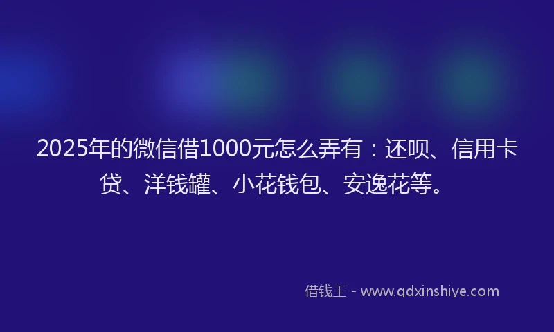 2025年的微信借1000元怎么弄有：还呗、信用卡贷、洋钱罐、小花钱包、安逸花等。
