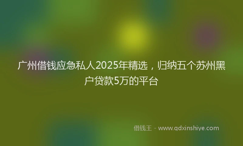 广州借钱应急私人2025年精选，归纳五个苏州黑户贷款5万的平台