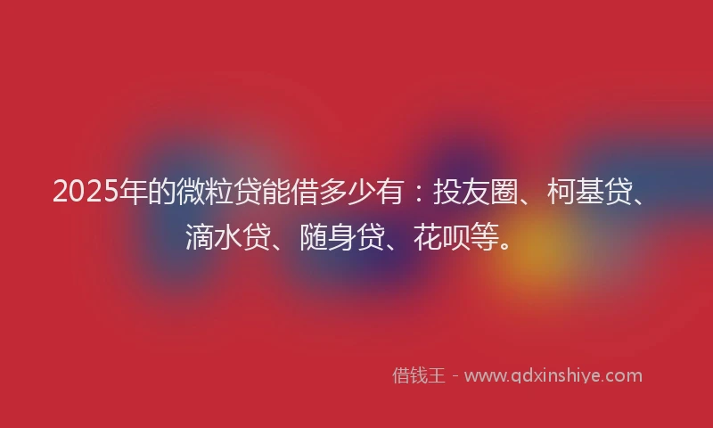 2025年的微粒贷能借多少有：投友圈、柯基贷、滴水贷、随身贷、花呗等。