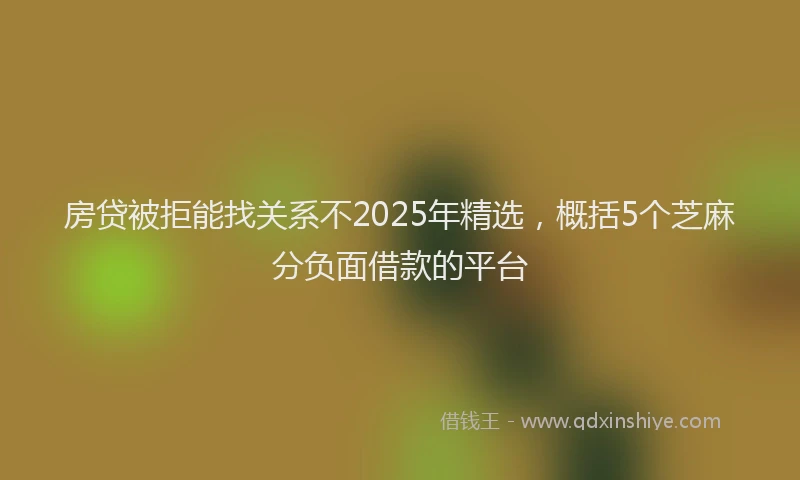 房贷被拒能找关系不2025年精选，概括5个芝麻分负面借款的平台