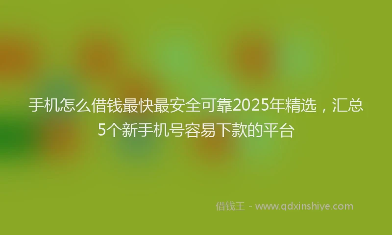 手机怎么借钱最快最安全可靠2025年精选，汇总5个新手机号容易下款的平台