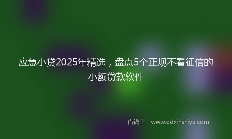 应急小贷2025年精选，盘点5个正规不看征信的小额贷款软件