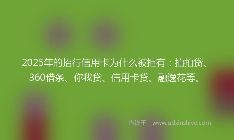 2025年的招行信用卡为什么被拒有：拍拍贷、360借条、你我贷、信用卡贷、融逸花等。