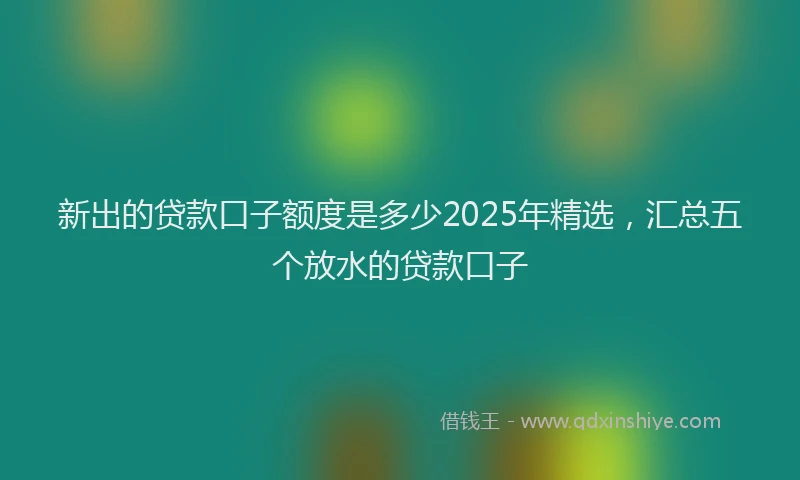新出的贷款口子额度是多少2025年精选，汇总五个放水的贷款口子