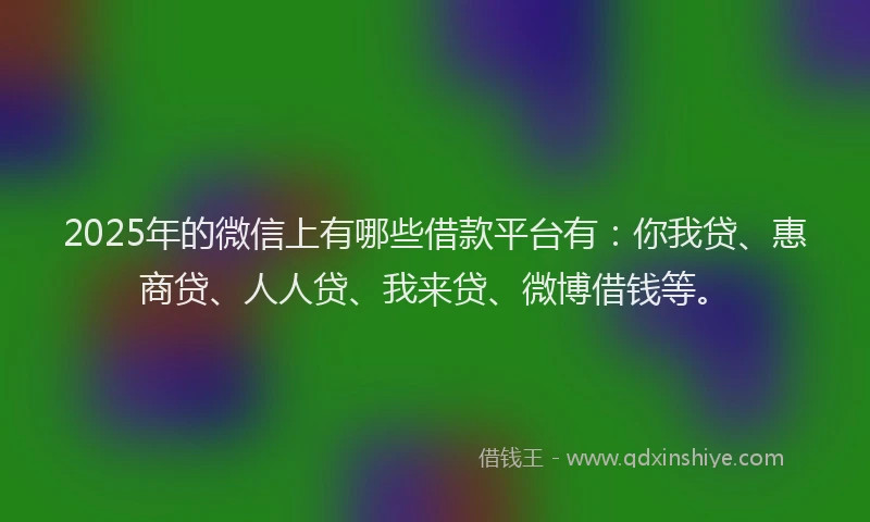 2025年的微信上有哪些借款平台有：你我贷、惠商贷、人人贷、我来贷、微博借钱等。