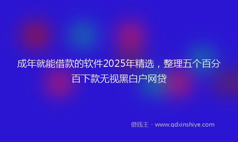 成年就能借款的软件2025年精选，整理五个百分百下款无视黑白户网贷