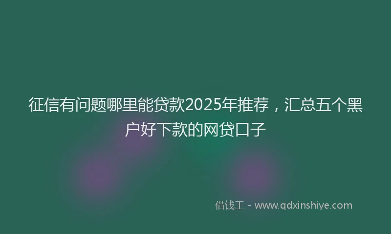 征信有问题哪里能贷款2025年推荐，汇总五个黑户好下款的网贷口子