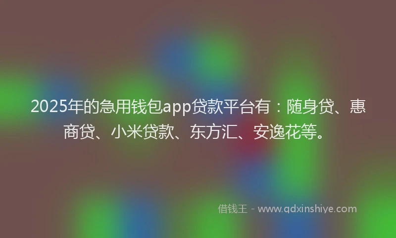 2025年的急用钱包app贷款平台有：随身贷、惠商贷、小米贷款、东方汇、安逸花等。