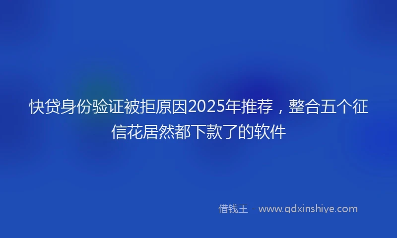 快贷身份验证被拒原因2025年推荐，整合五个征信花居然都下款了的软件