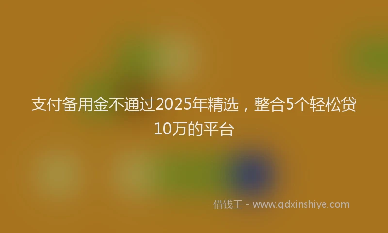 支付备用金不通过2025年精选，整合5个轻松贷10万的平台