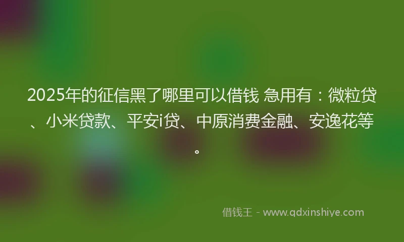 2025年的征信黑了哪里可以借钱 急用有：微粒贷、小米贷款、平安i贷、中原消费金融、安逸花等。