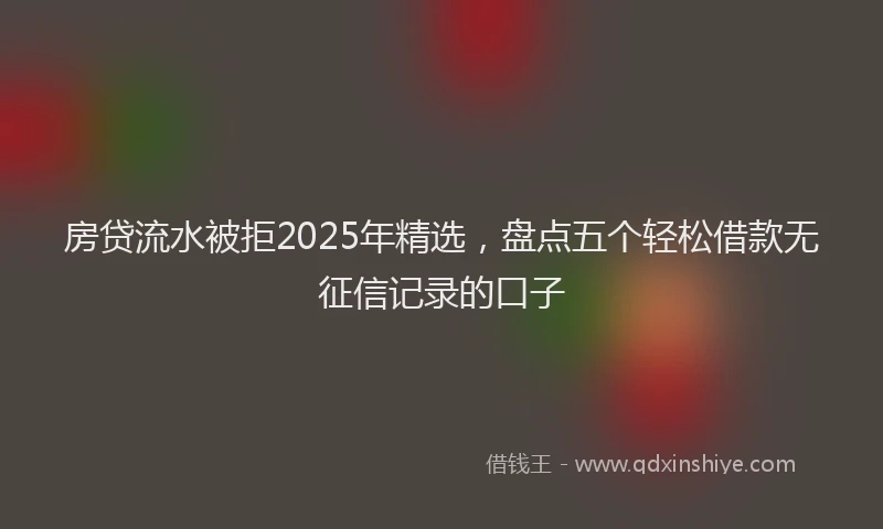 房贷流水被拒2025年精选，盘点五个轻松借款无征信记录的口子