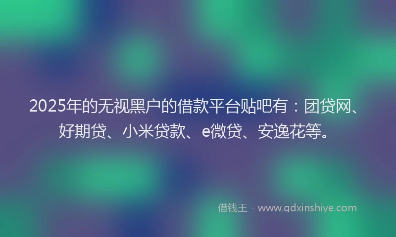 2025年的无视黑户的借款平台贴吧有：团贷网、好期贷、小米贷款、e微贷、安逸花等。