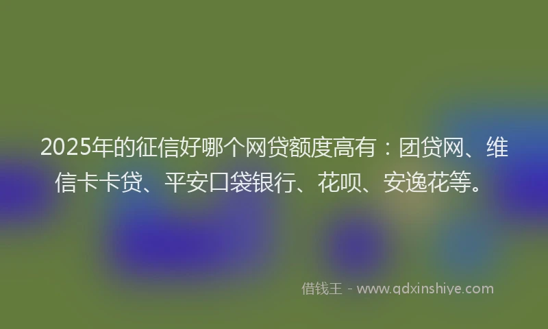 2025年的征信好哪个网贷额度高有：团贷网、维信卡卡贷、平安口袋银行、花呗、安逸花等。