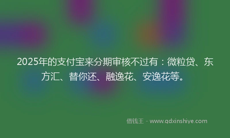 2025年的支付宝来分期审核不过有：微粒贷、东方汇、替你还、融逸花、安逸花等。