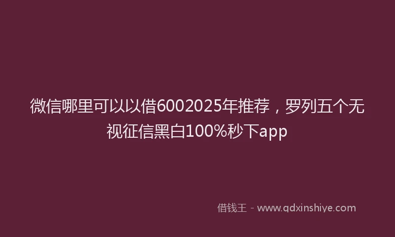 微信哪里可以以借6002025年推荐，罗列五个无视征信黑白100%秒下app