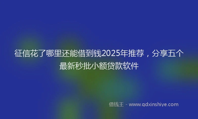 征信花了哪里还能借到钱2025年推荐，分享五个最新秒批小额贷款软件
