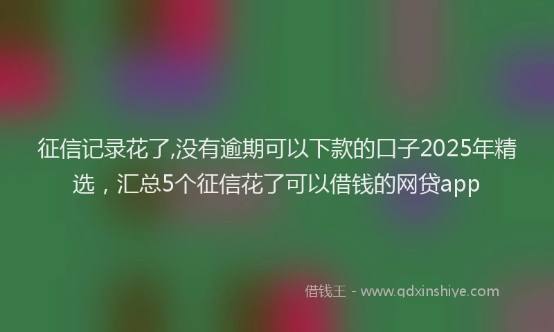 征信记录花了,没有逾期可以下款的口子2025年精选，汇总5个征信花了可以借钱的网贷app