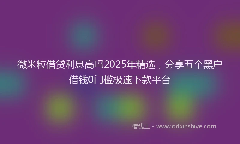 微米粒借贷利息高吗2025年精选，分享五个黑户借钱0门槛极速下款平台