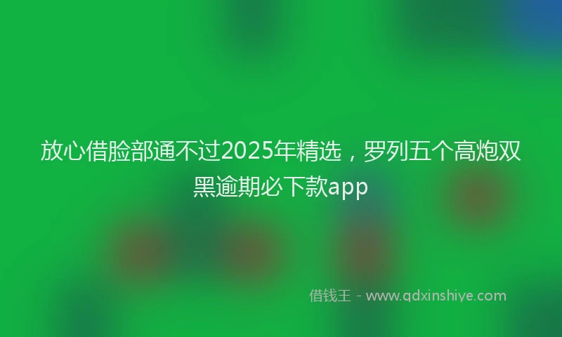 放心借脸部通不过2025年精选，罗列五个高炮双黑逾期必下款app