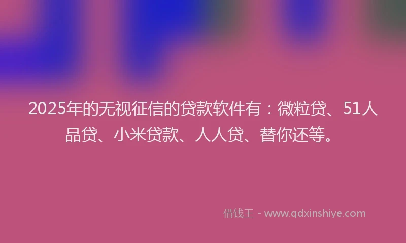 2025年的无视征信的贷款软件有：微粒贷、51人品贷、小米贷款、人人贷、替你还等。