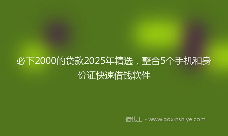 必下2000的贷款2025年精选，整合5个手机和身份证快速借钱软件