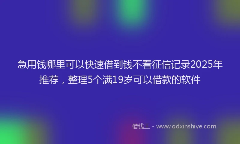 急用钱哪里可以快速借到钱不看征信记录2025年推荐，整理5个满19岁可以借款的软件