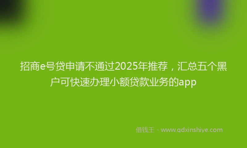 招商e号贷申请不通过2025年推荐，汇总五个黑户可快速办理小额贷款业务的app