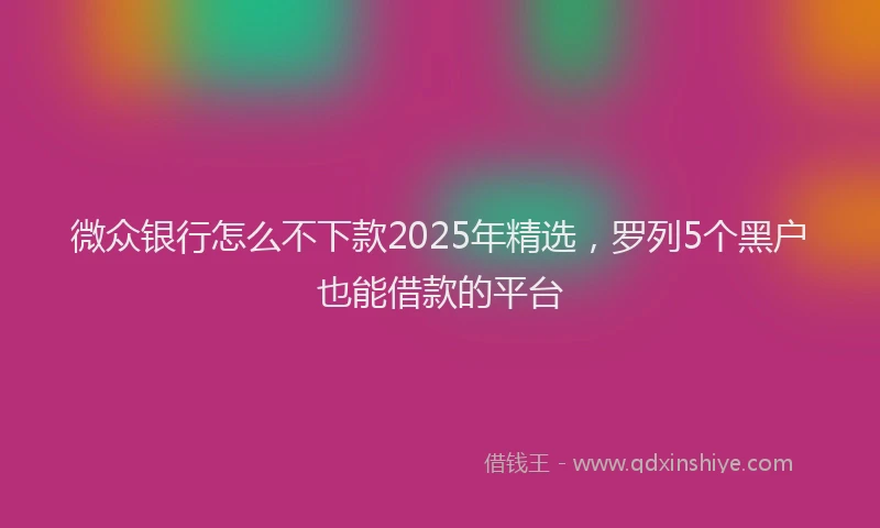 微众银行怎么不下款2025年精选，罗列5个黑户也能借款的平台