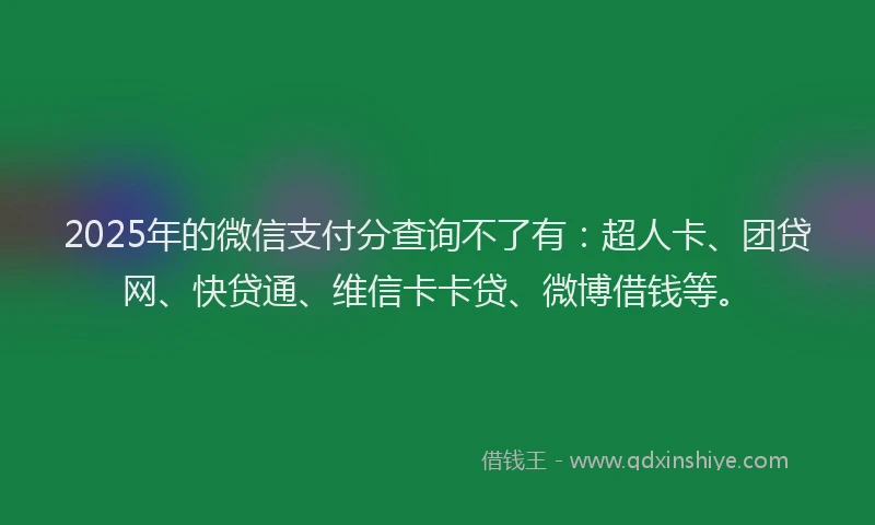 2025年的微信支付分查询不了有：超人卡、团贷网、快贷通、维信卡卡贷、微博借钱等。
