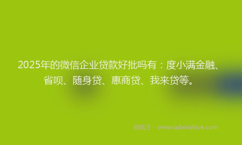 2025年的微信企业贷款好批吗有：度小满金融、省呗、随身贷、惠商贷、我来贷等。