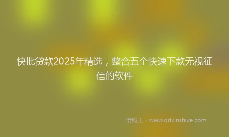 快批贷款2025年精选，整合五个快速下款无视征信的软件