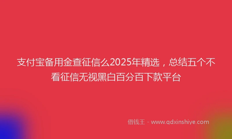 支付宝备用金查征信么2025年精选，总结五个不看征信无视黑白百分百下款平台