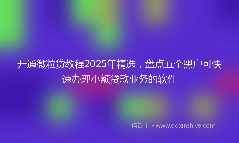 开通微粒贷教程2025年精选，盘点五个黑户可快速办理小额贷款业务的软件