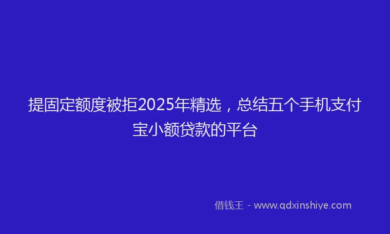 提固定额度被拒2025年精选，总结五个手机支付宝小额贷款的平台