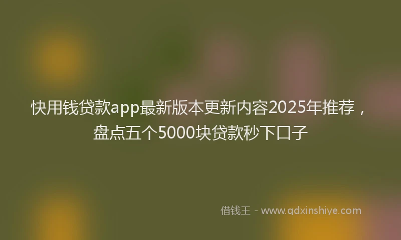 快用钱贷款app最新版本更新内容2025年推荐，盘点五个5000块贷款秒下口子