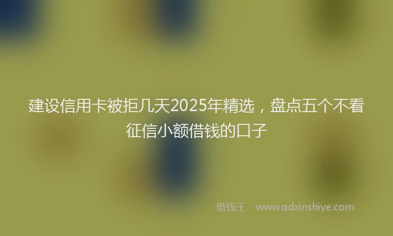 建设信用卡被拒几天2025年精选，盘点五个不看征信小额借钱的口子