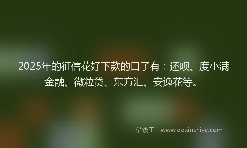 2025年的征信花好下款的口子有：还呗、度小满金融、微粒贷、东方汇、安逸花等。