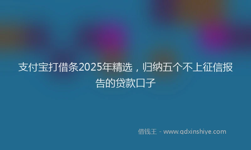 支付宝打借条2025年精选，归纳五个不上征信报告的贷款口子