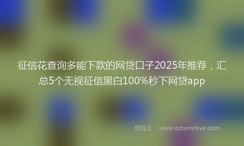 征信花查询多能下款的网贷口子2025年推荐，汇总5个无视征信黑白100%秒下网贷app