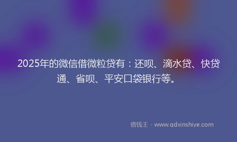2025年的微信借微粒贷有：还呗、滴水贷、快贷通、省呗、平安口袋银行等。