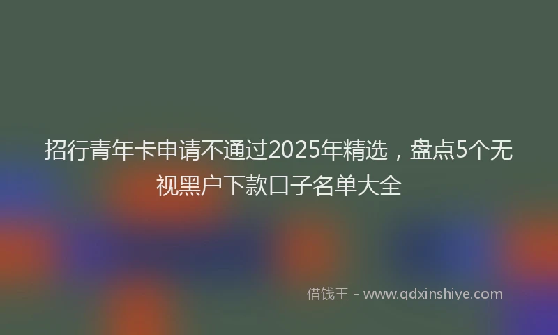 招行青年卡申请不通过2025年精选，盘点5个无视黑户下款口子名单大全