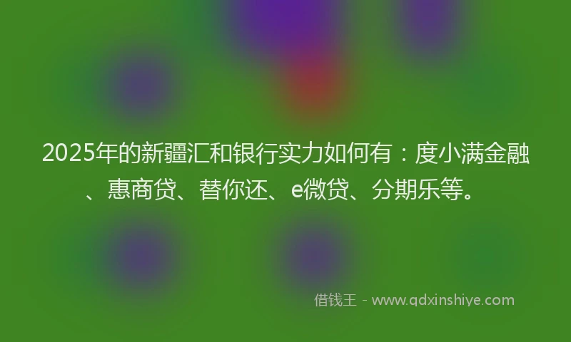 2025年的新疆汇和银行实力如何有：度小满金融、惠商贷、替你还、e微贷、分期乐等。