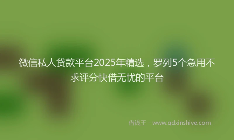微信私人贷款平台2025年精选，罗列5个急用不求评分快借无忧的平台