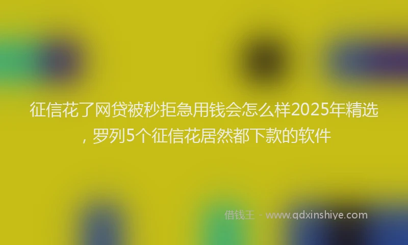 征信花了网贷被秒拒急用钱会怎么样2025年精选，罗列5个征信花居然都下款的软件