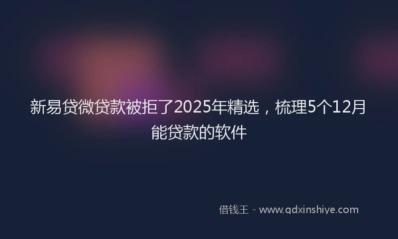 新易贷微贷款被拒了2025年精选，梳理5个12月能贷款的软件