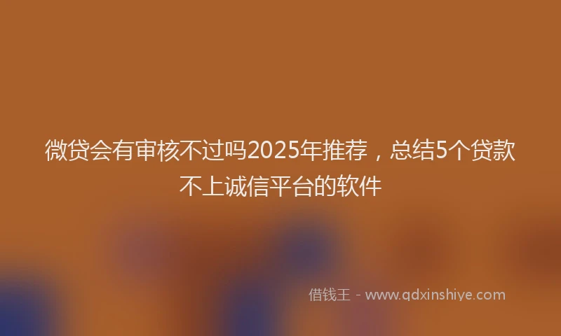微贷会有审核不过吗2025年推荐，总结5个贷款不上诚信平台的软件