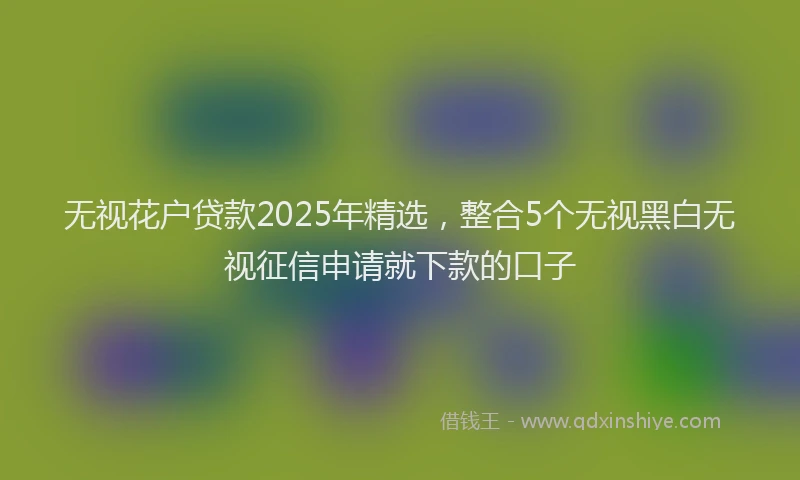 无视花户贷款2025年精选，整合5个无视黑白无视征信申请就下款的口子