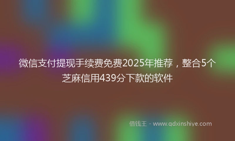 微信支付提现手续费免费2025年推荐，整合5个芝麻信用439分下款的软件